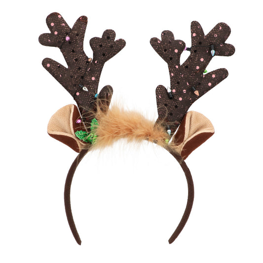 Serre-tête Bois de Renne Paillettes Adulte Noël