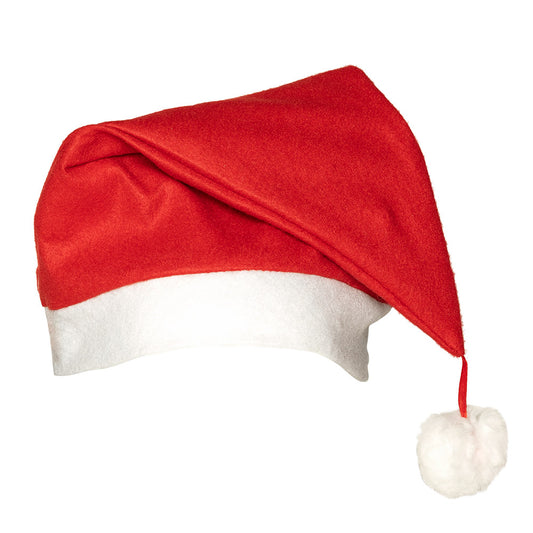 Bonnet de Père Noël rouge et blanc avec pompon - Déguisement Noël