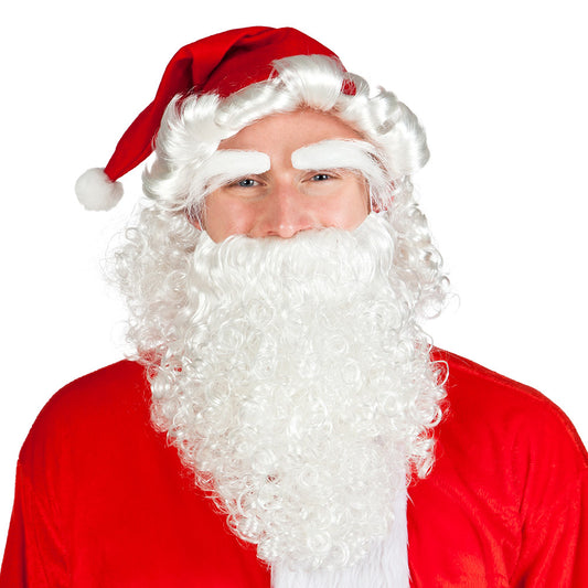 Kit Père Noël Complet - Barbe Blanche, Bonnet & Sourcils