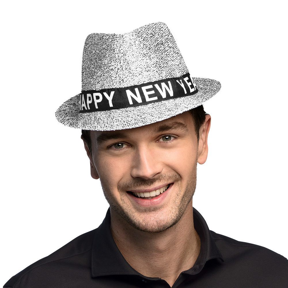 Chapeau Paillettes Argent Bonne Année - Accessoire Nouvel An