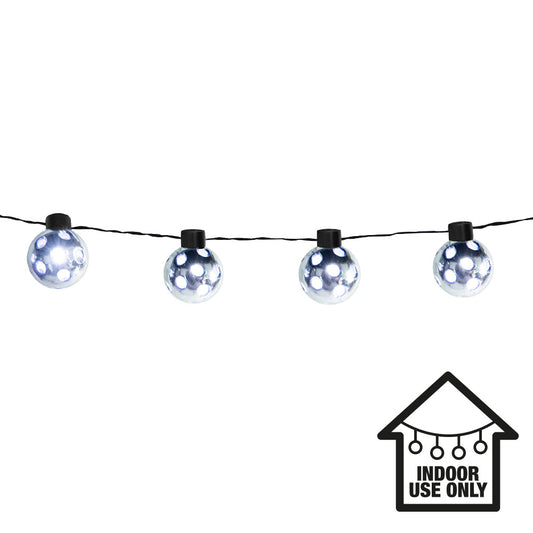 Guirlande LED Boules Argent 10 Lumières Blanc Froid
