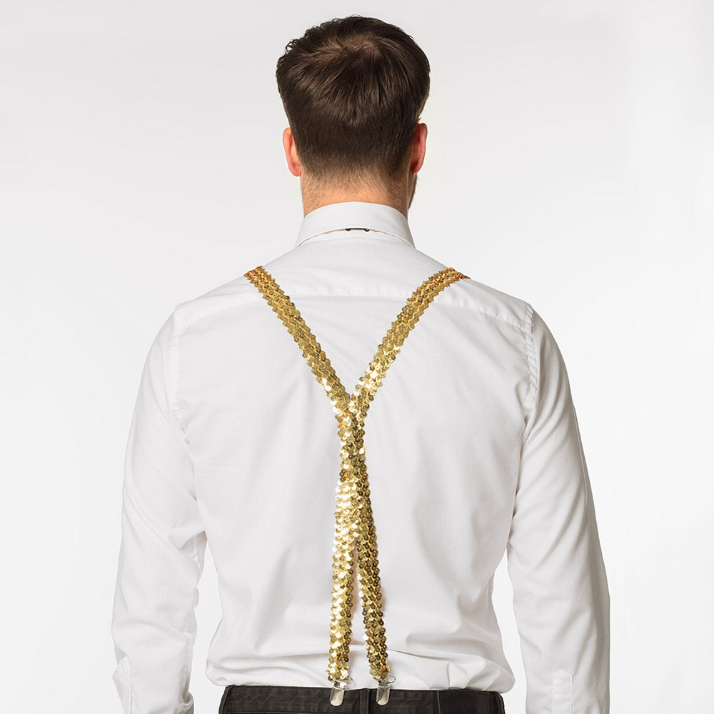 Set Luxe Or 4 Pièces - Lunettes, Nœud Pap', Bretelles Paillettes