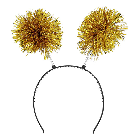 Serre-tête Pom-poms Or - Accessoire Cheerleader & Fête