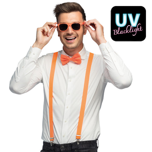 Kit Accessoires Fête Néon UV Blacklight - Lunettes, Nœud Pap' et Bretelles