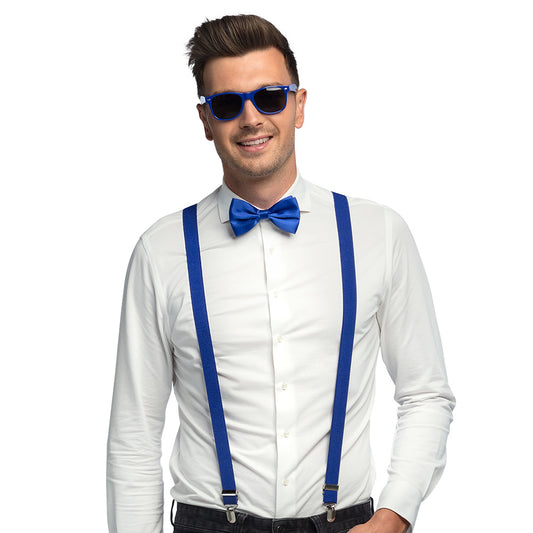 Set Accessoires Bleu Royal - Nœud Pap', Bretelles et Lunettes