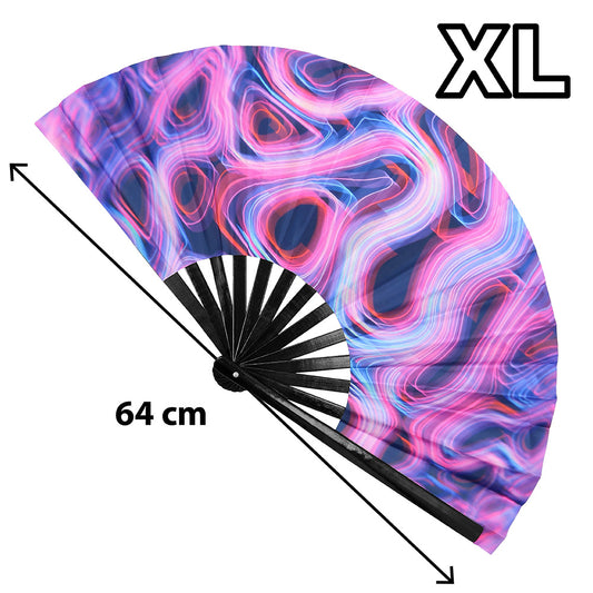 Éventail XL UV Blacklight Motifs Fluo 64cm - Accessoire Fête