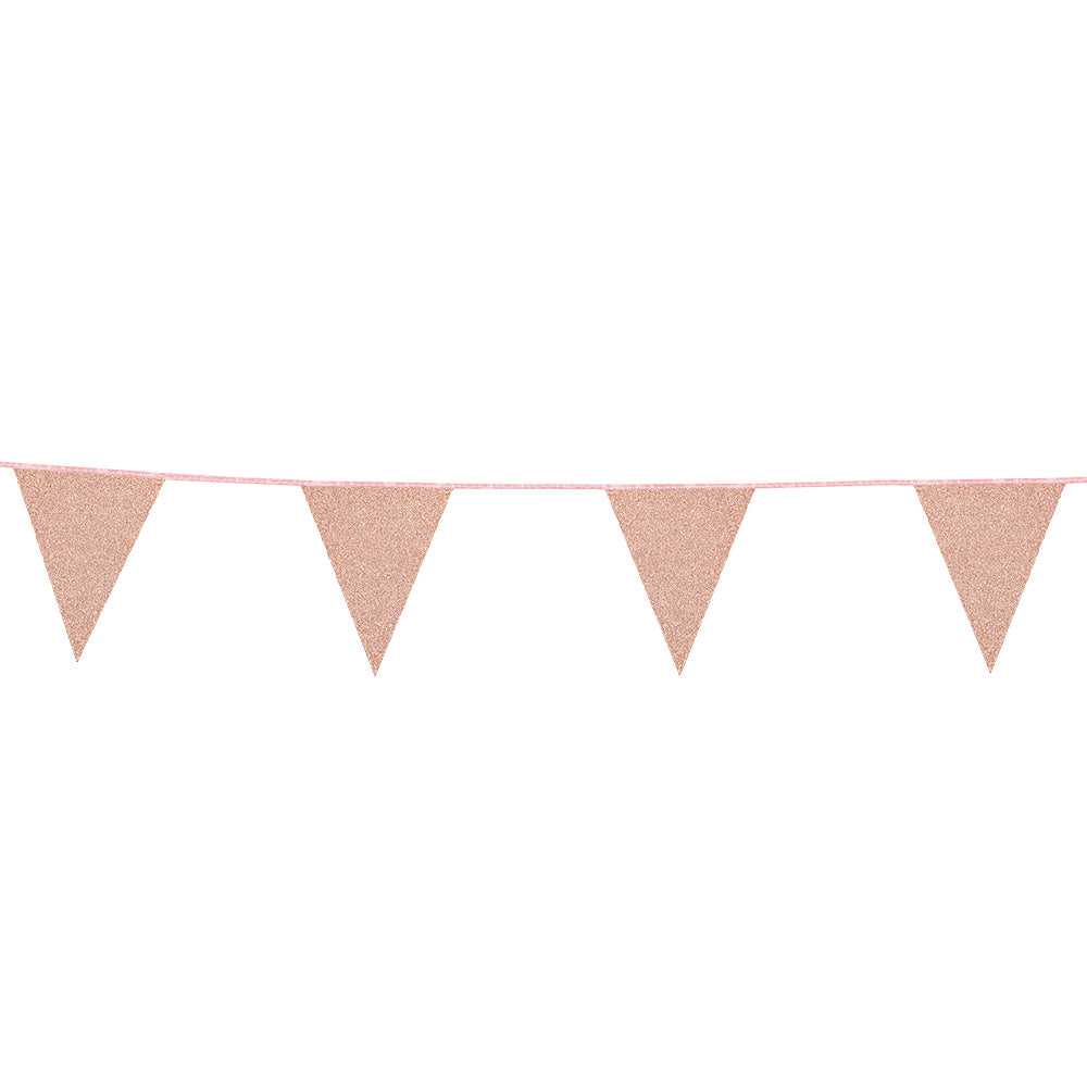 Guirlande Triangles Rose Paillettes 16cm - Décoration Fête