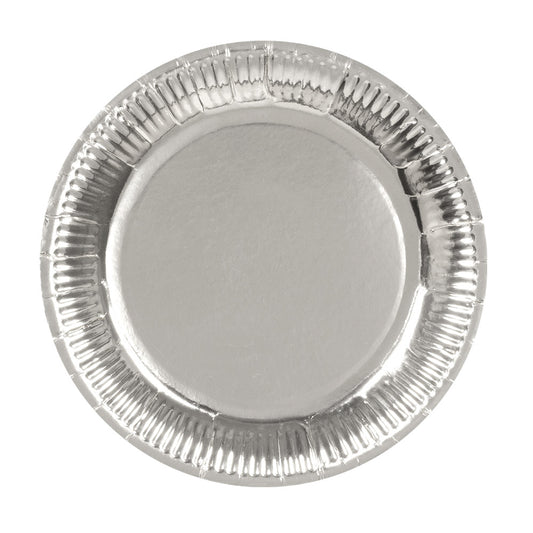 Assiettes Argentées Ondulées - Vaisselle Festive Réutilisable