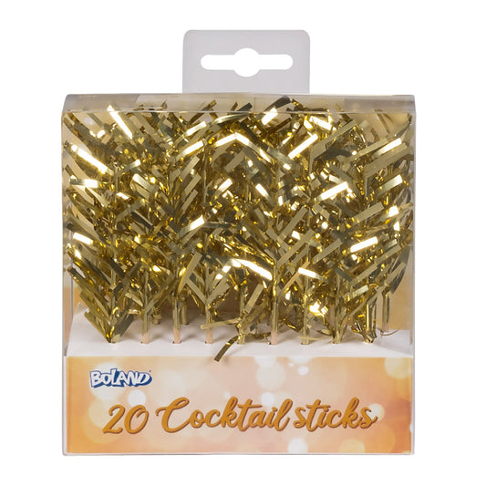 20 Bâtonnets Cocktail Paillettes Or - Décoration Soirée Festive
