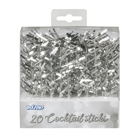 20 Bâtons Cocktail Argent - Décoration de Fête Brillante