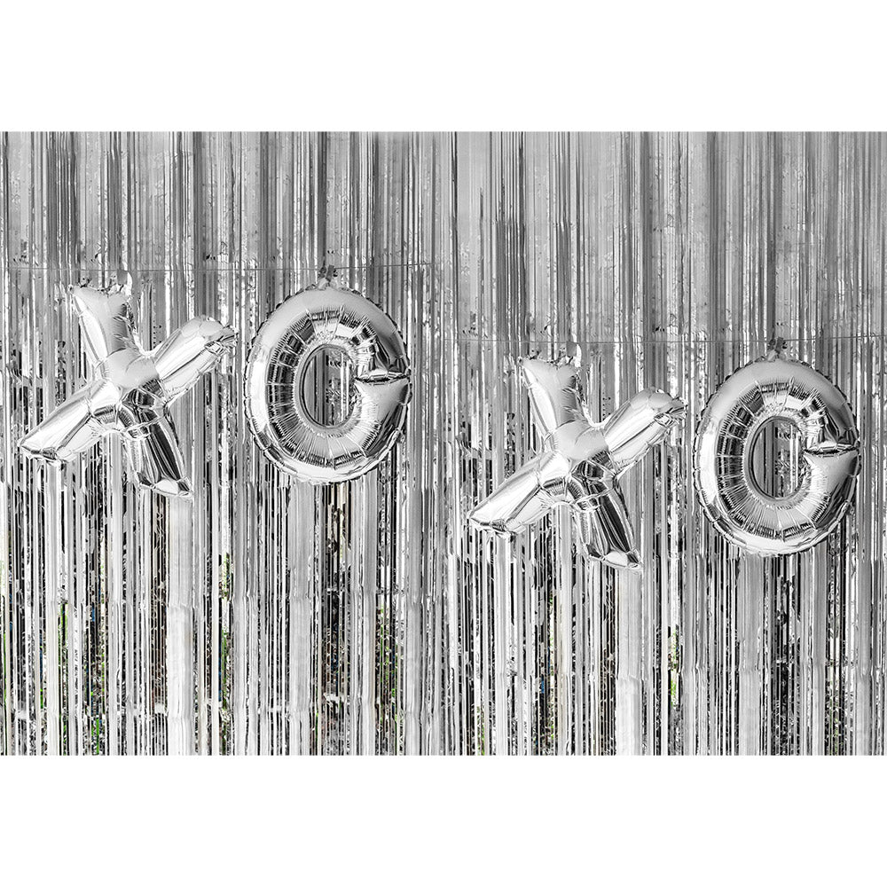 Rideau de Franges Argent 2x1m - Décoration Fête Étincelante
