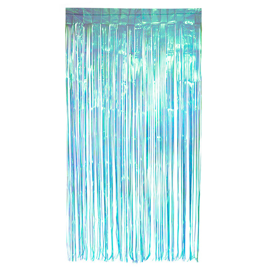 Rideau Lamé Holographique Turquoise 2x1m - Décoration Fête