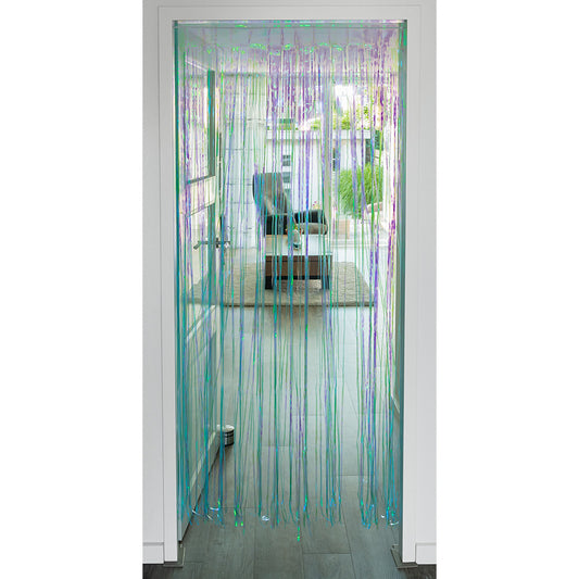 Rideau Lamé Holographique Turquoise 2x1m - Décoration Fête