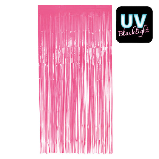 Rideau Franges Rose Fluo UV Blacklight 2x1m Fête