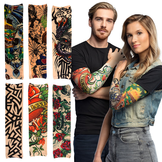 Manches Tatouage Réaliste - 6 Designs Assortis pour Adulte