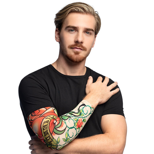 Manchette Tatouage Temporaire Cœur Rose - Accessoire Déguisement