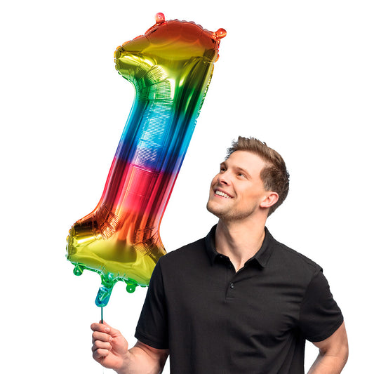 Ballon Chiffre 1 Arc-en-Ciel 90cm - Fête et Anniversaire