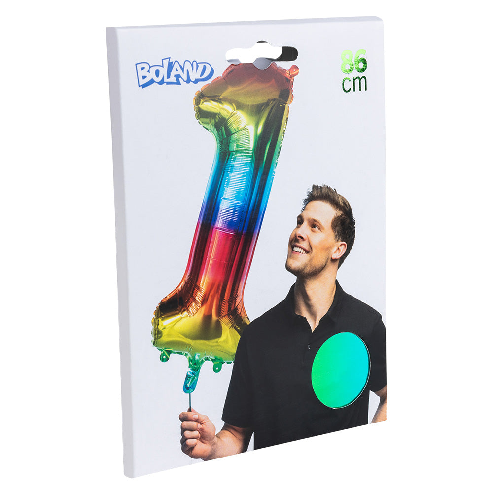 Ballon Chiffre 1 Arc-en-Ciel 90cm - Fête et Anniversaire