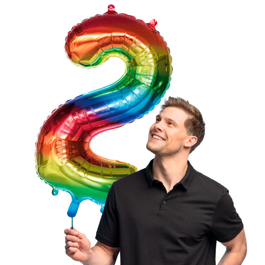 Ballon Chiffre 2 Arc-en-ciel - Géant 86cm