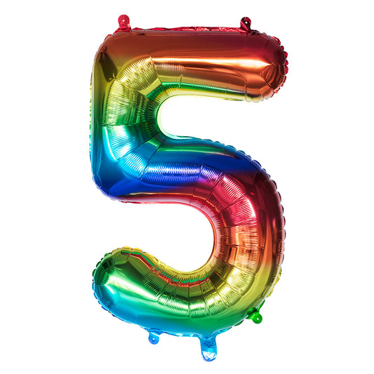 Ballon Chiffre 5 Arc-en-Ciel Géant - 63cm Hélium