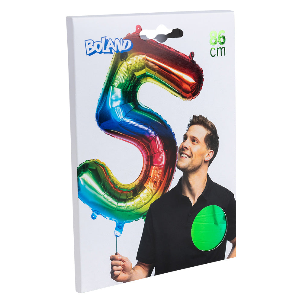 Ballon Chiffre 5 Arc-en-Ciel Géant - 63cm Hélium