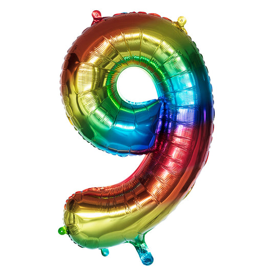 Ballon Géant Chiffre 9 Arc-en-ciel - 86cm Hélium