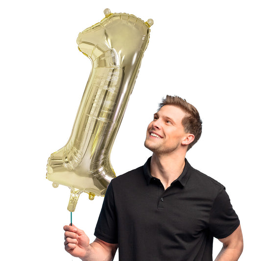 Ballon Hélium Chiffre 1 Or - 85cm pour Anniversaire