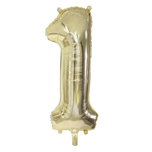 Ballon Hélium Chiffre 1 Or - 85cm pour Anniversaire