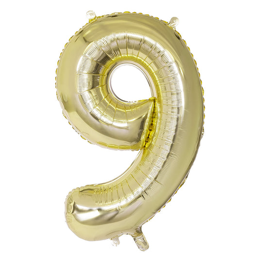 Ballon Chiffre 9 Or 86cm - Décoration Anniversaire et Fête