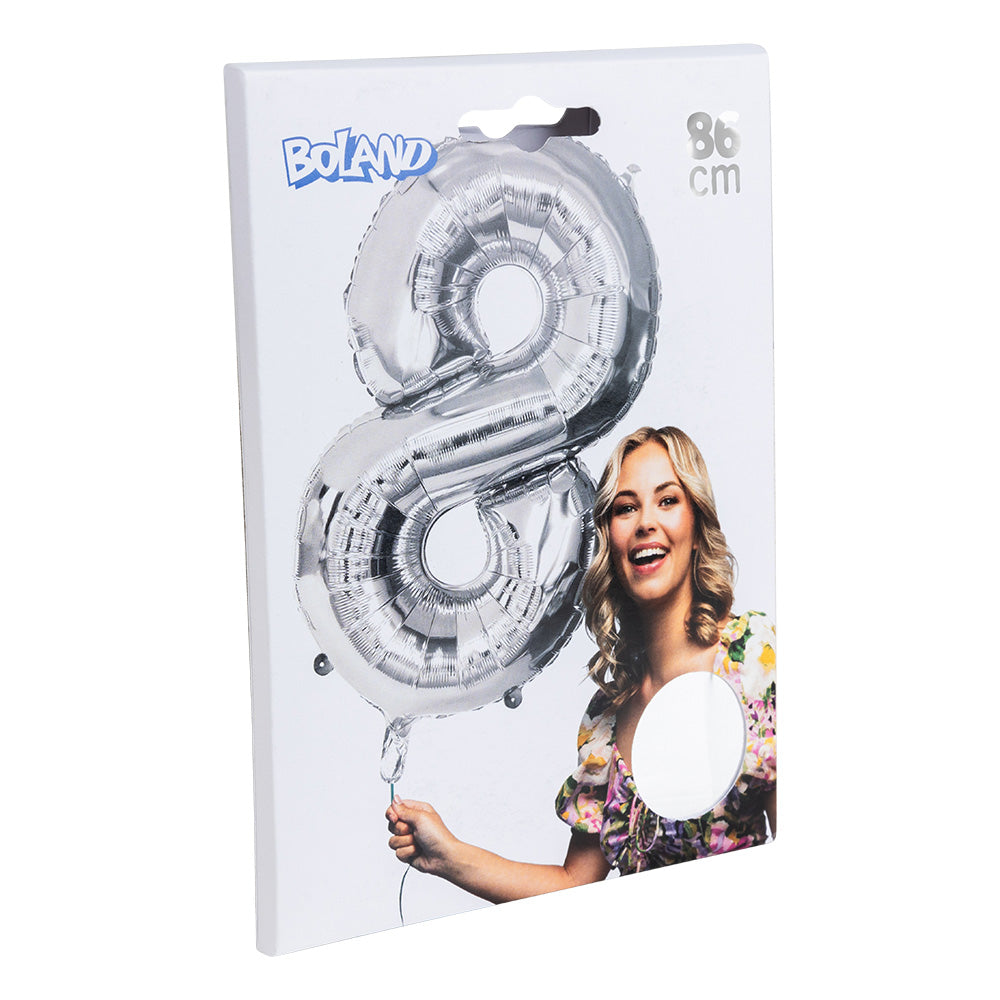 Ballon Chiffre 8 Argent 86 cm - Décoration Anniversaire