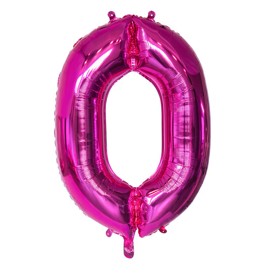 Ballon Chiffre 0 Rose Fuchsia 86cm - Décoration Fête