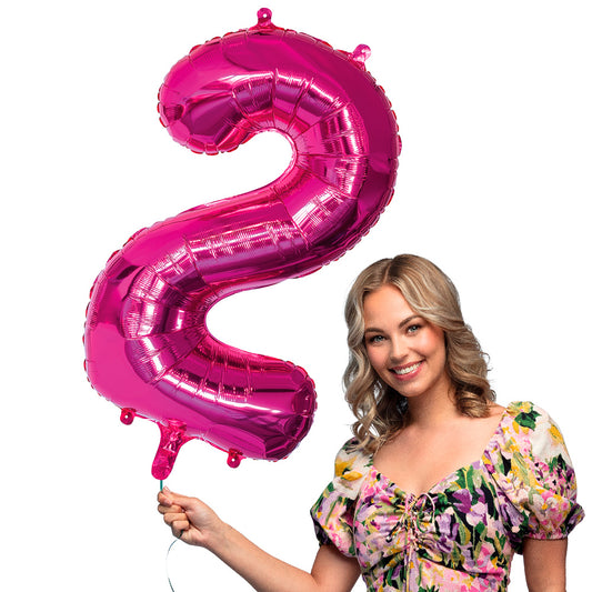 Ballon Chiffre 2 Fuchsia 86cm - Décoration Anniversaire