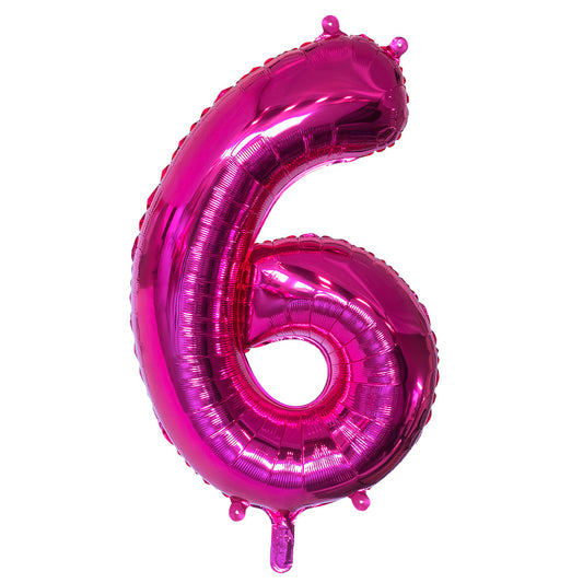 Ballon Chiffre 6 Fuchsia 86cm - Décoration Anniversaire