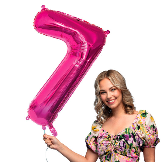 Ballon Chiffre 7 Rose Fuchsia 86 cm - Géant Hélium