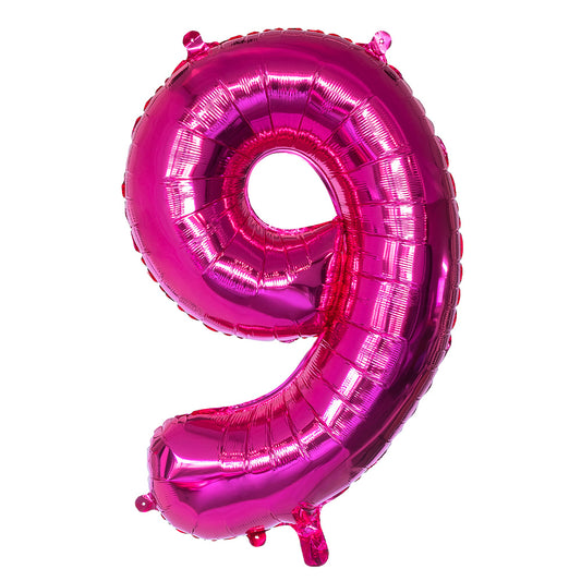 Ballon Géant Chiffre 9 Rose Fushia 86cm - Fête & Anniversaire