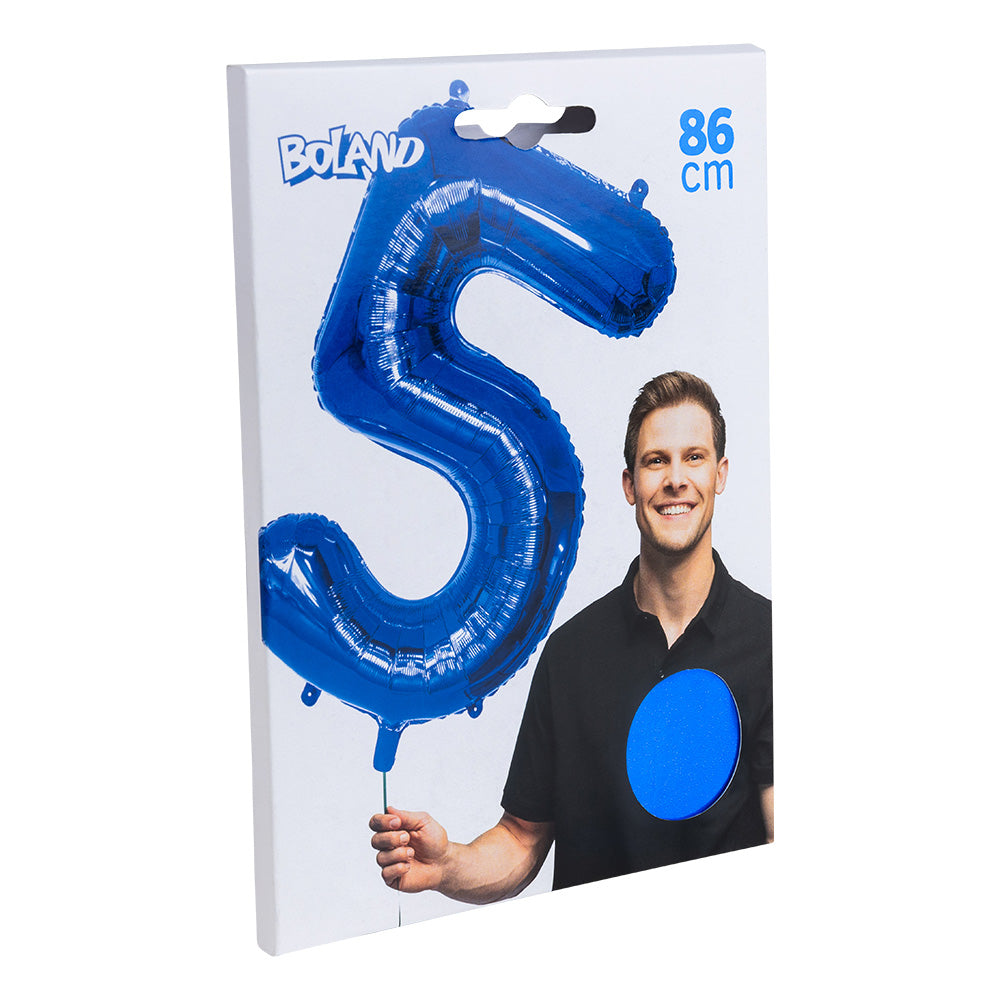Ballon Chiffre 5 Bleu 86cm - Hélium Géant