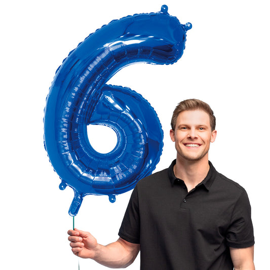 Ballon Géant Chiffre 6 Bleu 86 cm - Fête & Anniversaire