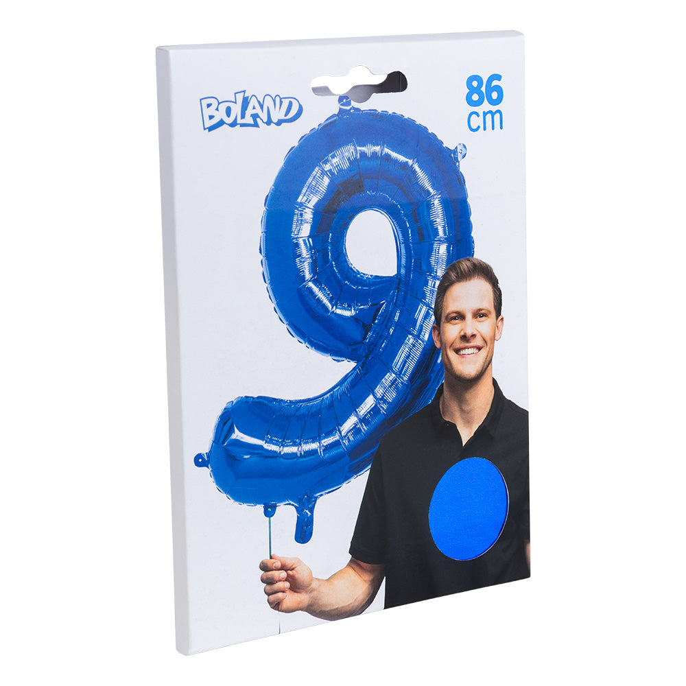 Ballon Chiffre 9 Bleu 86 cm - Hélium Géant
