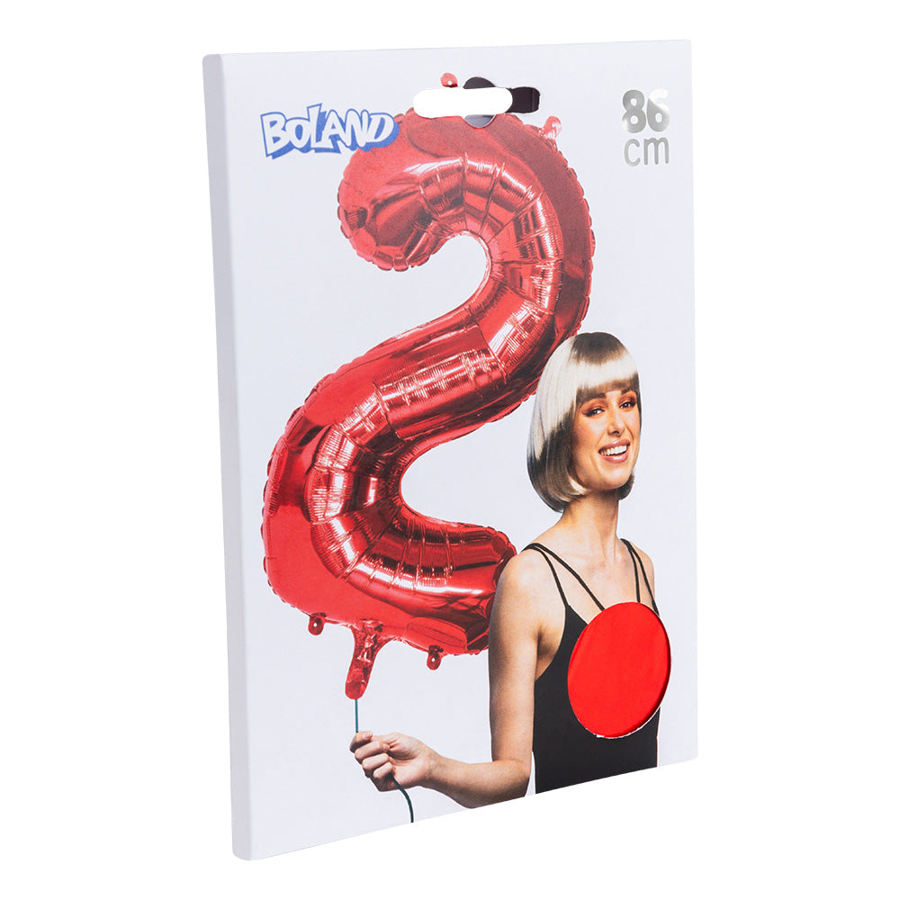 Ballon Chiffre 2 Rouge 80cm - Décoration Fête Anniversaire