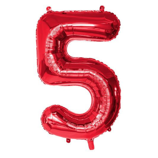 Ballon Chiffre 5 Rouge 86cm - Décoration Anniversaire