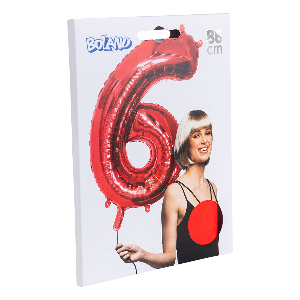 Ballon Chiffre 6 Rouge 88cm - Décoration Fête & Anniversaire