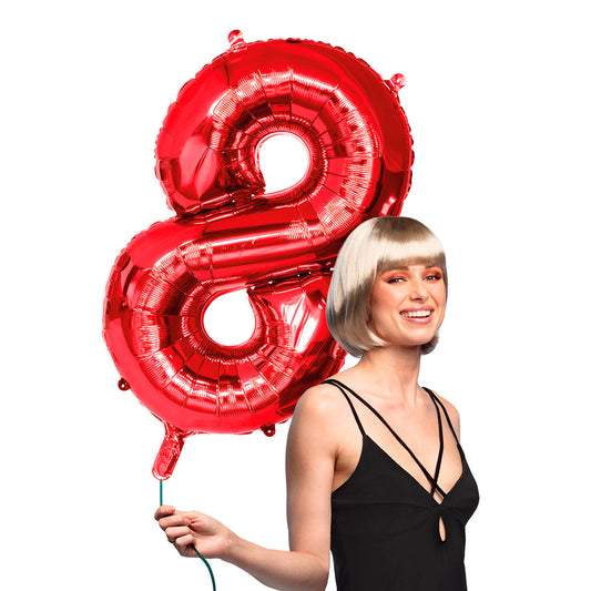 Ballon Chiffre 8 Rouge 88cm - Décoration Fête Géante