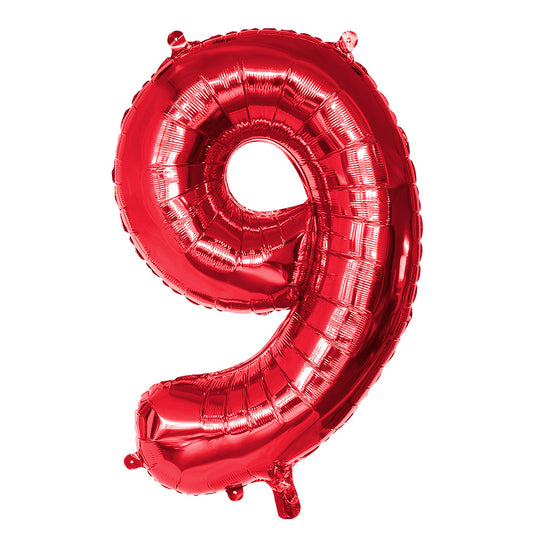 Ballon Chiffre 9 Rouge 86cm - Fête et Anniversaire