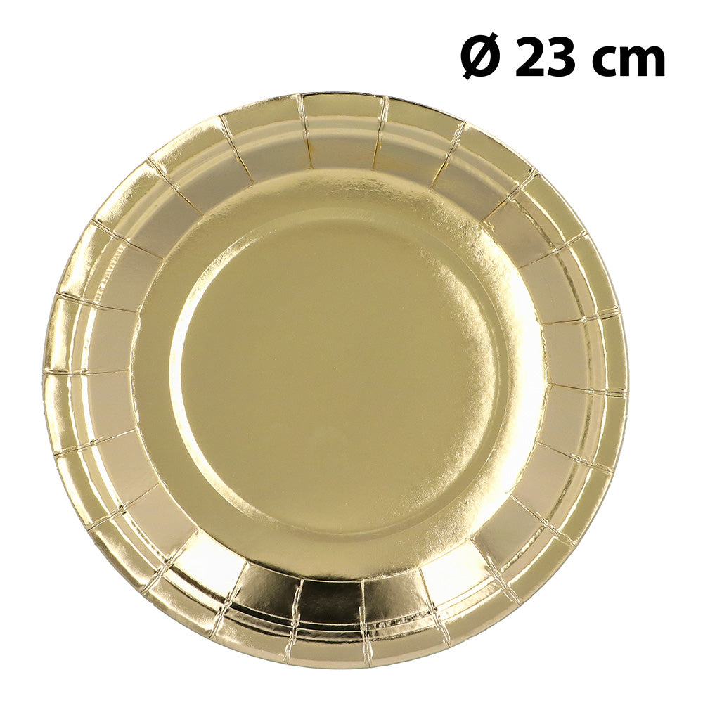 Assiette Dorée 23 cm - Vaisselle de Fête Élégante