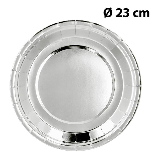 Assiette Argentée Ronde 23cm - Décoration Fête