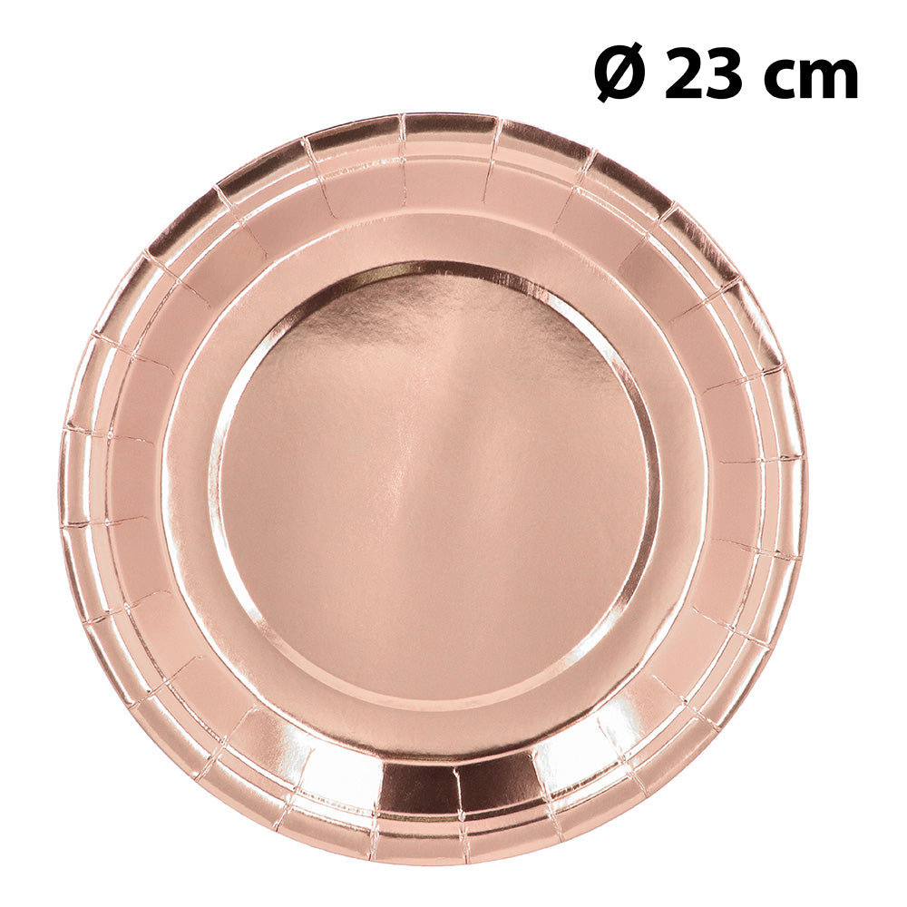 Assiettes Rondes Rose Gold Métallisé Ø23cm - Lot de 8
