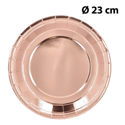 Assiettes Rondes Rose Gold Métallisé Ø23cm - Lot de 8