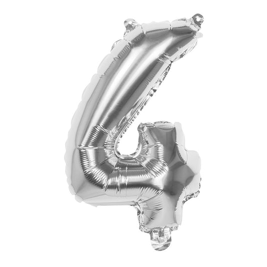 Ballon Chiffre 4 Géant Argent 66 cm - Hélium Fête