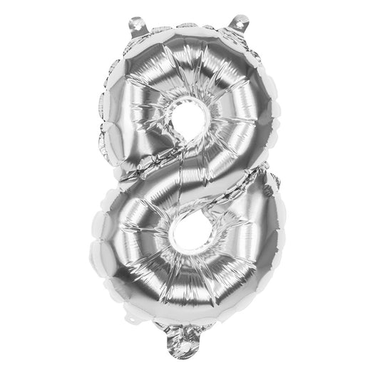 Ballon Chiffre 8 Argent 66 cm - Hélium Anniversaire