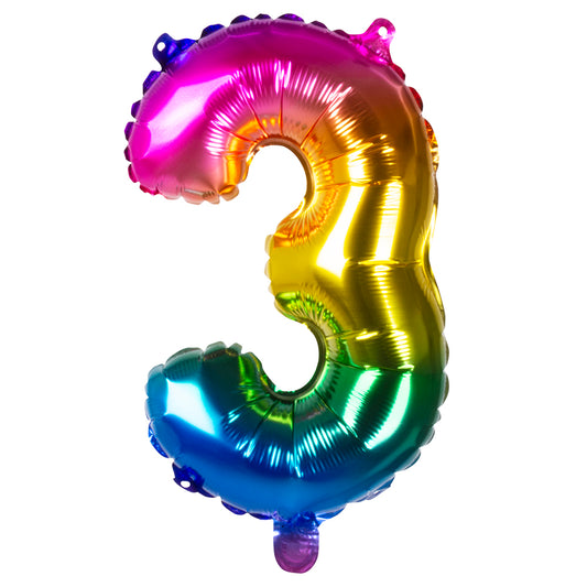 Ballon Chiffre 3 Arc-en-ciel - Décoration Fête Colorée